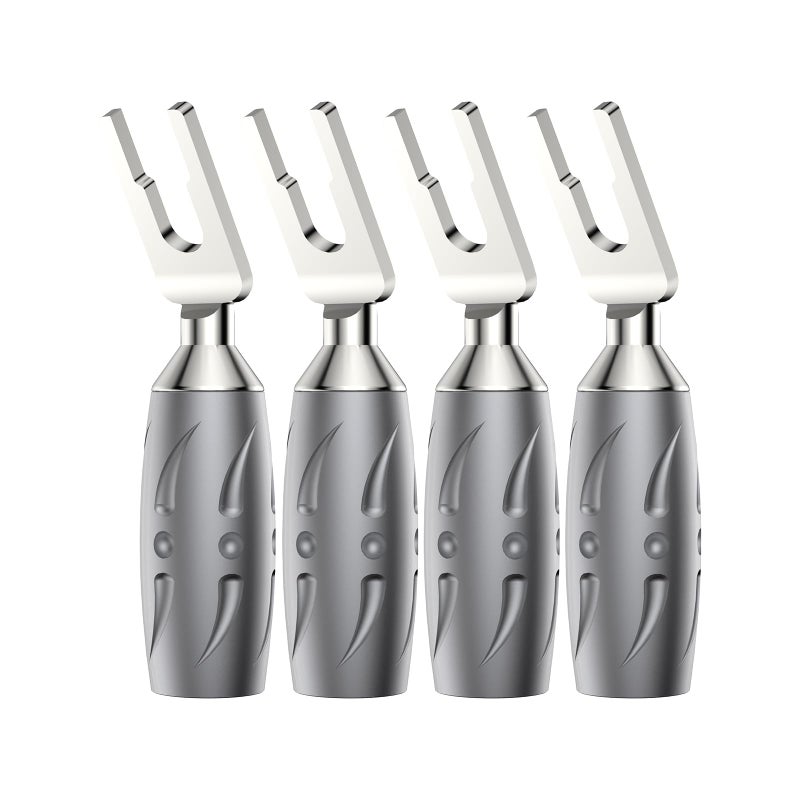 Viborg VS701R HiFi Speaker Spade Connectors, 4X Gold-Plated Pure Copper Y Spades 45 Degree with Screw Locking, Allen Wrench for Speaker Cord - Image 1